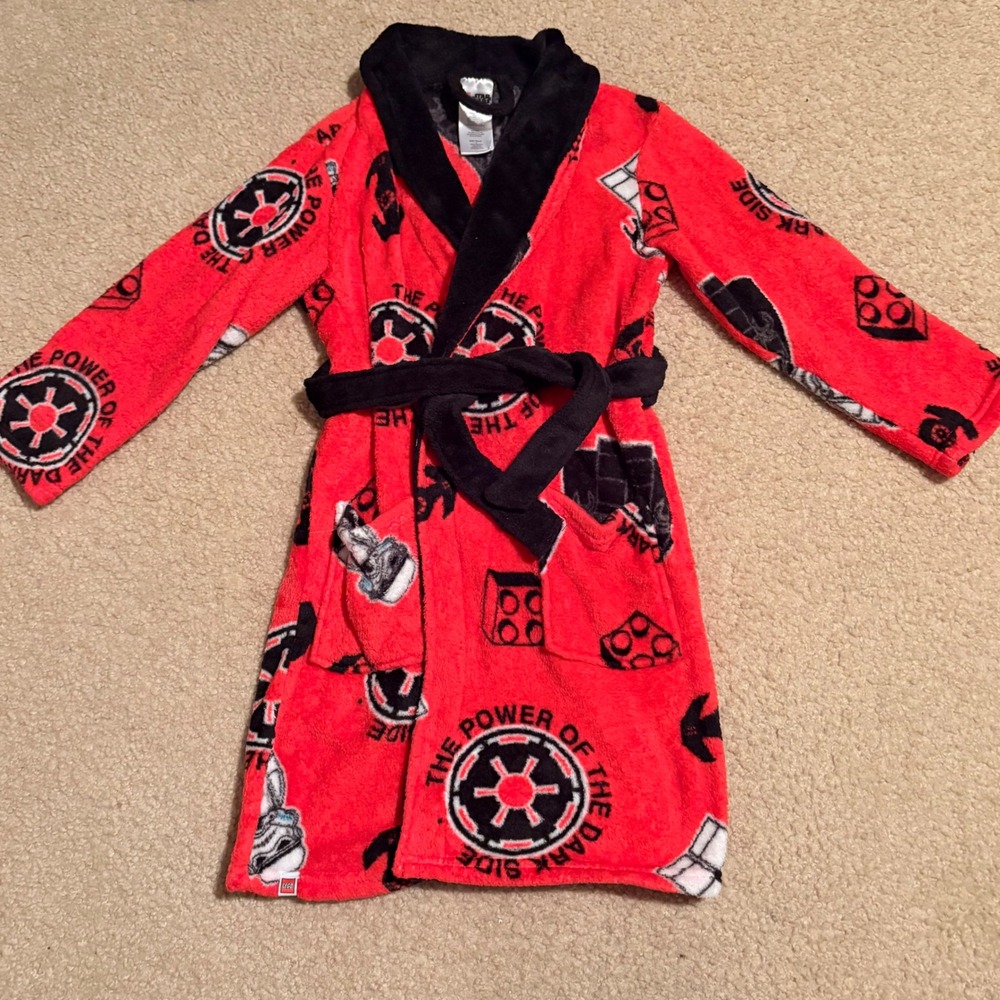 Lego Star Wars Boys Red Darth Vader Fleece Bathrobe Robe Size S Small 6-7